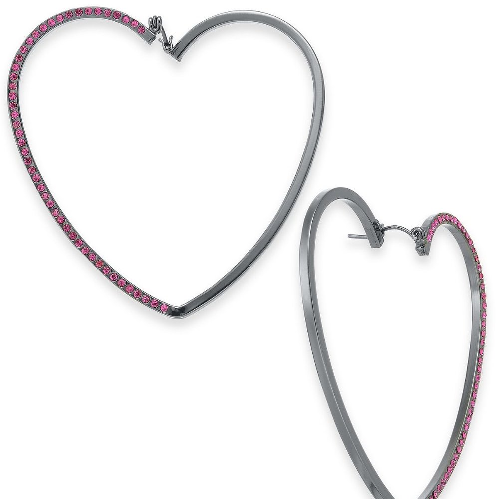 Pink Rhinestone Heart Earrings